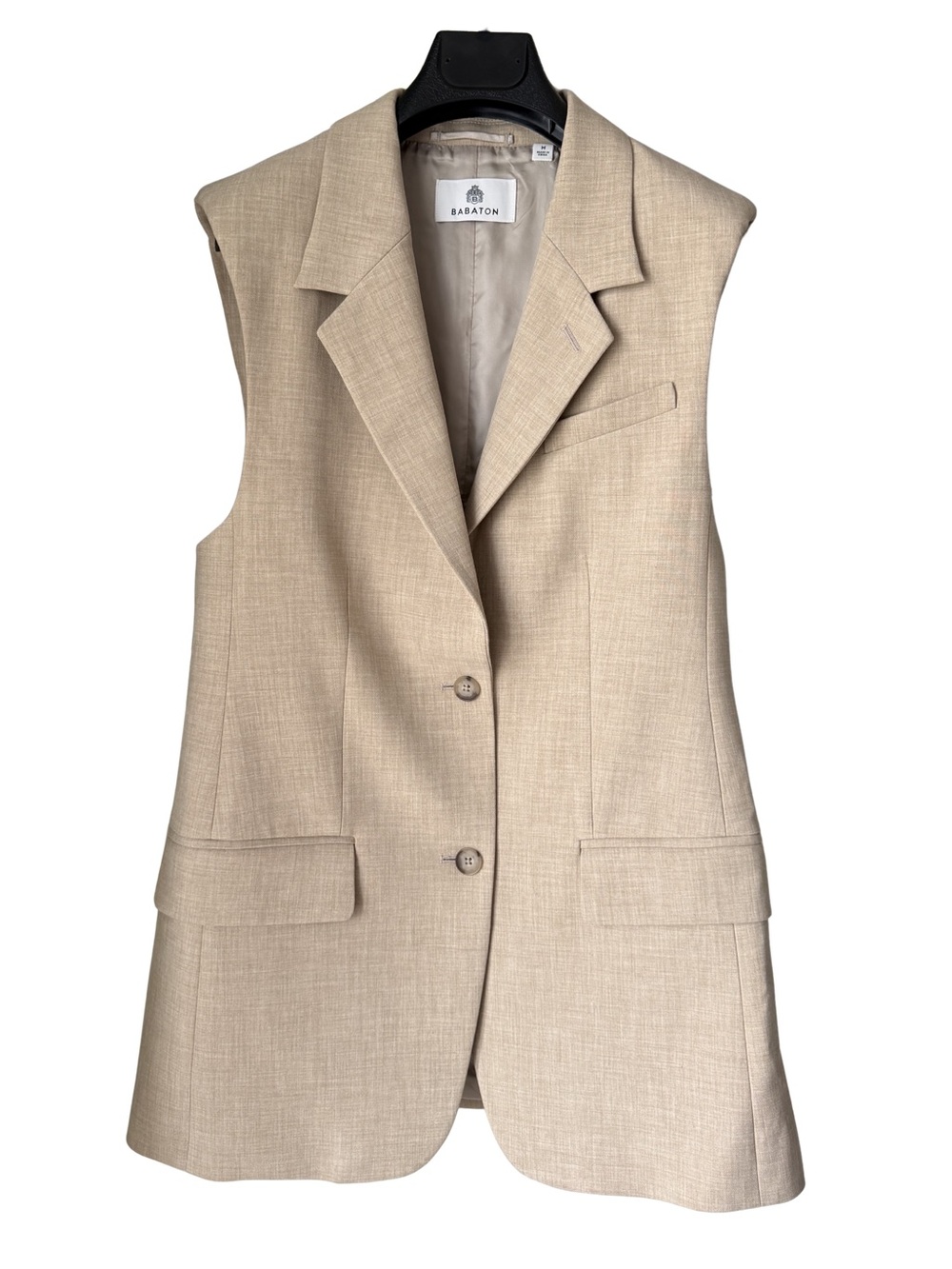 Aritzia Babaton Sleeveless Tailored Blazer Vest in Light Beige